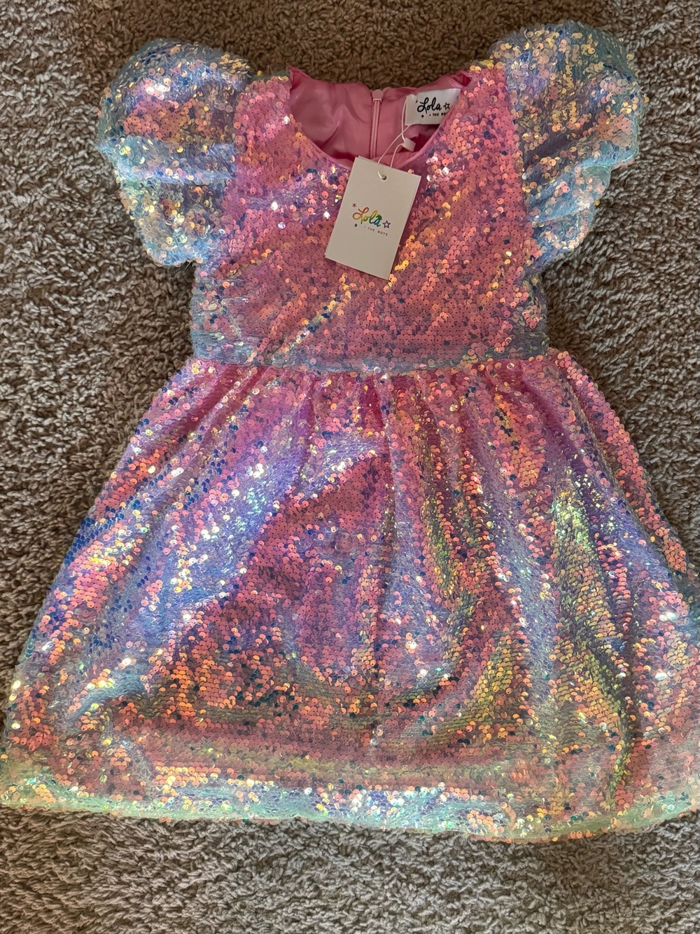 Lola + The Boys Pink Iridescent Sequin Dress